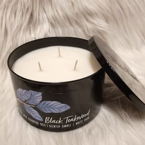 Black Teakwood Low Profile 3-Wick Candle